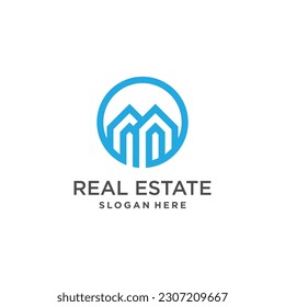 Idea del logo de construcción con concepto de prima moderno