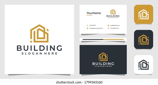 Building logo illustration vector graphic design in line art style  Good for brand  advertising  real estate  construction  house  home    business card