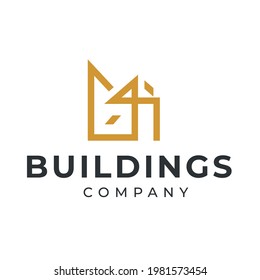 Building logo illustration vector graphic design in line art style. Good for brand, advertising, real estate, construction, house, home, and business card