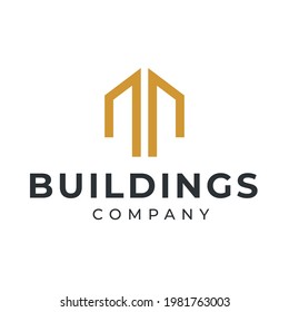 Building logo illustration vector graphic design in line art style. Good for brand, advertising, real estate, construction, house, home, and business card