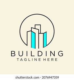 Building logo illustration vector graphic design in line art style