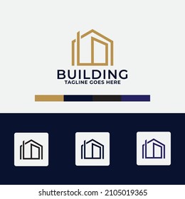 Building logo illustration vector graphic design in line art style. Good for brand, advertising, real estate, construction, house, home, and business card.