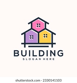 Building logo illustration vector graphic design in line art style. Good for brand, advertising, real estate, construction, house, home, and business card