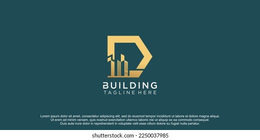 Building logo with initial D concept design vector icon illustration