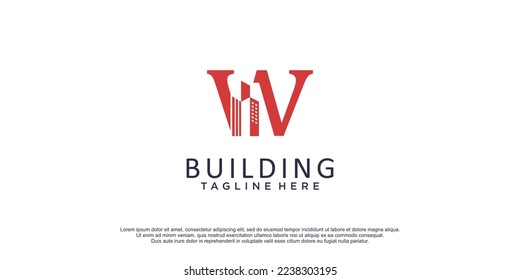 Building logo with initial w concept for business contruction