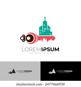 Building logo and kay design combination, simple flat icons