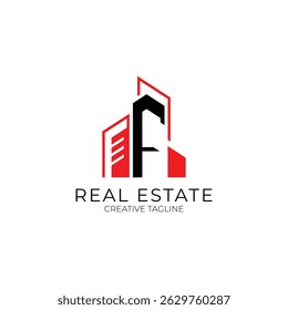 Building logo with letter F. Logo template for real estate, architecture and construction company