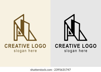 building logo. letter A logo with building. suitable for apartment logo, real estate, hotel, building, etc. simple logo design editable.