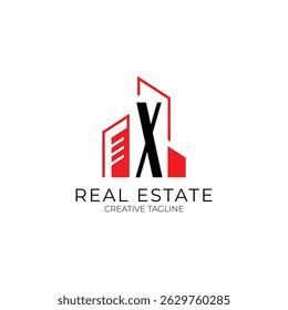Building logo with letter X. Logo template for real estate, architecture and construction company