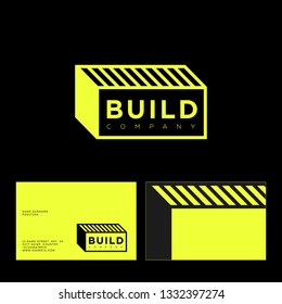 Building logo. The letters on the form of a brick or module. Form style. Business card.