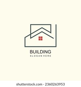 Logo de construcción con concepto de arte de línea