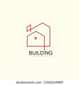 Building logo with line art concept