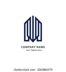  Building logo with line art style. Building or Real Estate company profesional premium logo design Vector.