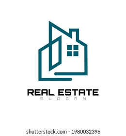 Building logo with line design template, line style
