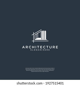 building logo with liner concept architecture real estate logo design template