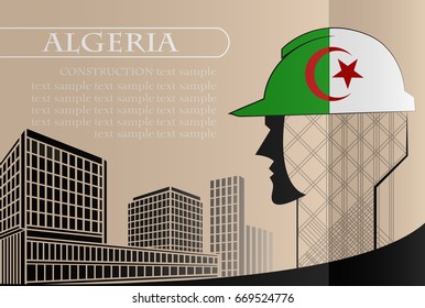 Building logo made from the flag of Algeria ,construction working industry concept. Vector illustration