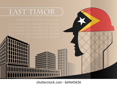 Building logo made from the flag of East Timor ,construction working industry concept. Vector illustration