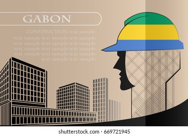 Building logo made from the flag of Gabon ,construction working industry concept. Vector illustration