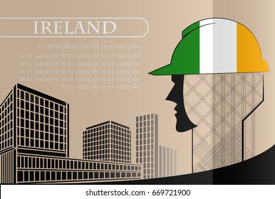 Building logo made from the flag of Ireland ,construction working industry concept. Vector illustration