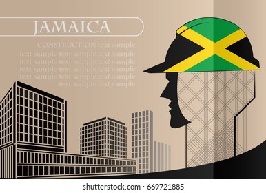 Building logo made from the flag of Jamaica ,construction working industry concept. Vector illustration