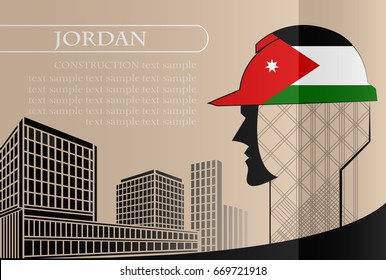 Building logo made from the flag of Jordan ,construction working industry concept. Vector illustration