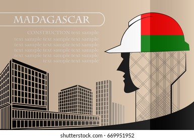 Building logo made from the flag of Madagascar ,construction working industry concept. Vector illustration