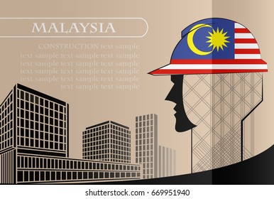 Building logo made from the flag of Malaysia ,construction working industry concept. Vector illustration