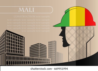 Building logo made from the flag of Mali ,construction working industry concept. Vector illustration