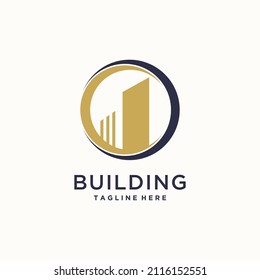 Building logo with modern concept premium vector