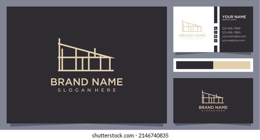 Building logo with modern line art design, design template, logo, logo template Premium Vector