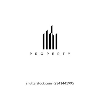 Building logo. Modern real estate, building, apartment complex, architecture, construction, skyscraper, cityscape logo design template.