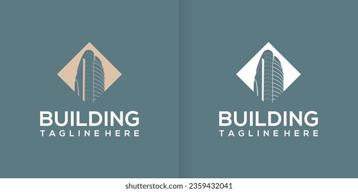 Building logo with new concept line art style, building, construction, plantation