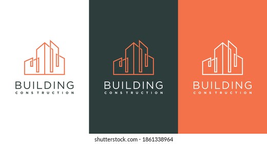 building logo with premium line concept vector