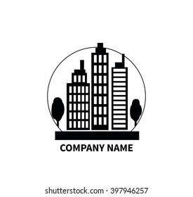 Building logo sign design flat. Company name. Construction building icon, real estate house logo, build icon building symbol, sign architecture, construction vector building