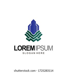 logotipo de construcción. con vector de plantilla de diseño manual de tecnología