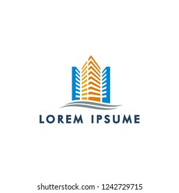 building logo template, abstract skyline icon symbol vector illustration