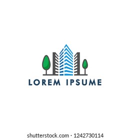 building logo template, abstract skyline icon symbol vector illustration