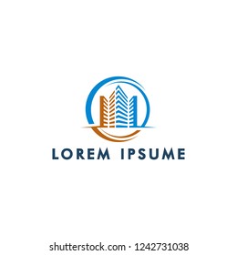 building logo template, abstract skyline icon symbol vector illustration