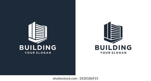 Plantilla de logotipo de construcción. arquitectos, diseños, edificios modernos, para empresas en el campo de la construcción y los arquitectos, inspiración de diseño de logotipo Premium Vector