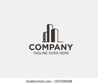 building logo template clean simple vector element construction 