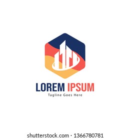 Building logo template design. minimalist building logo with modern frame vector design