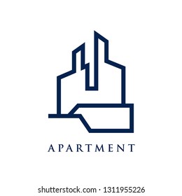 Building logo template in line style