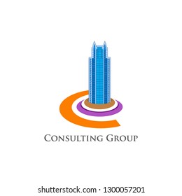 Building logo template on white background