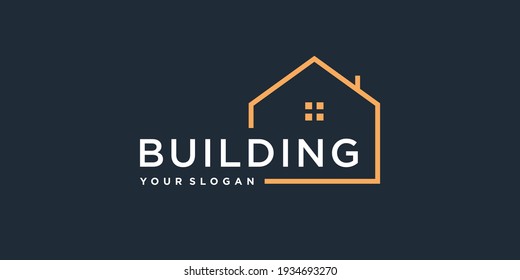 Building logo template with unique house concept Premium Vector