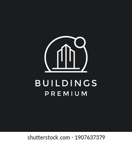 Building Logo Vector Design Template. in black backround