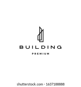 building logo vector icon line outline monoline illustration	
