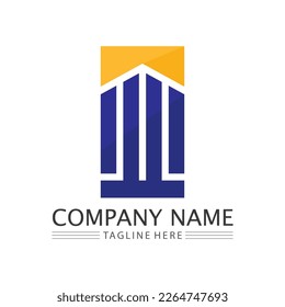 Diseño de ilustración vectorial del logotipo de construcción, plantilla de logotipo inmobiliario, icono de símbolo del logotipo