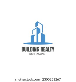 Diseño de la ilustración vectorial del logotipo de construcción, plantilla del logotipo de bienes raíces, icono del símbolo del logotipo. Edificio - imagen vectorial de concepto de logotipo