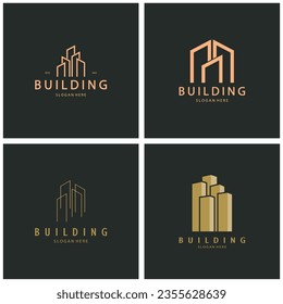 Diseño de ilustración vectorial del logotipo de construcción, plantilla de logotipo inmobiliario, icono de símbolo del logotipo
