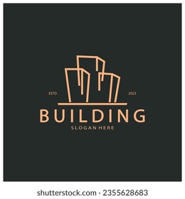 Diseño de ilustración vectorial del logotipo de construcción, plantilla de logotipo inmobiliario, icono de símbolo del logotipo